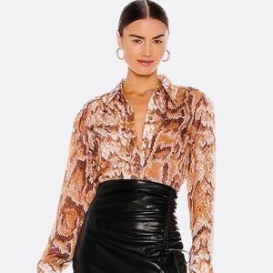Nanushka Brown Snake Print Blouse